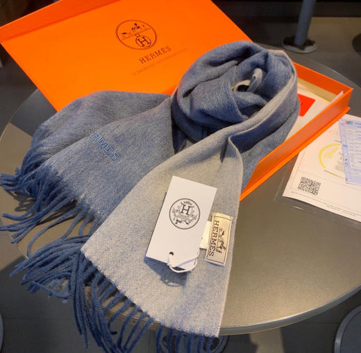 HERMES🧣爱马仕男女通用双面羊绒围巾 商品图7
