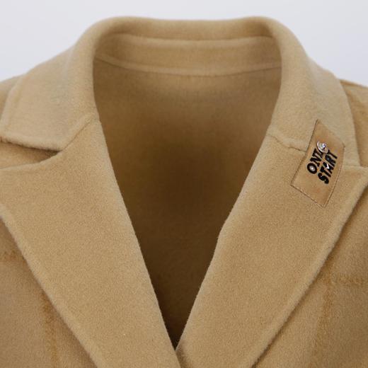 LH9T7斯尔丽2021新款秋冬瑟俪气质格纹双排扣羊毛双面呢中长款大衣女 商品图3