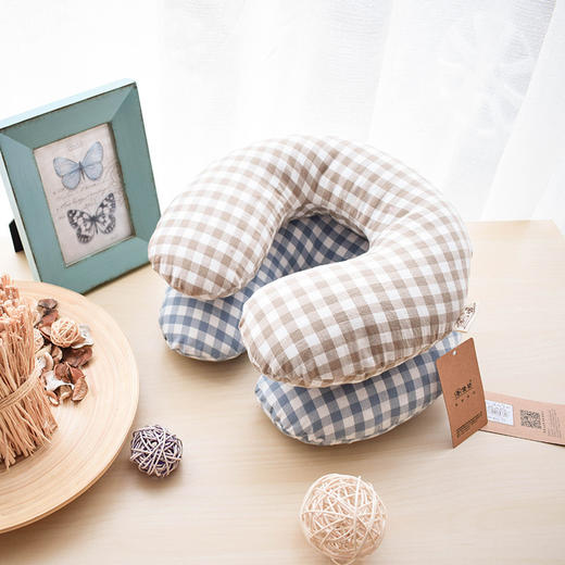 高枕无忧水洗棉U型枕 30*29*9CM  U形护颈枕颈椎修复多功能办公室居家旅行荞麦壳可水洗 商品图0