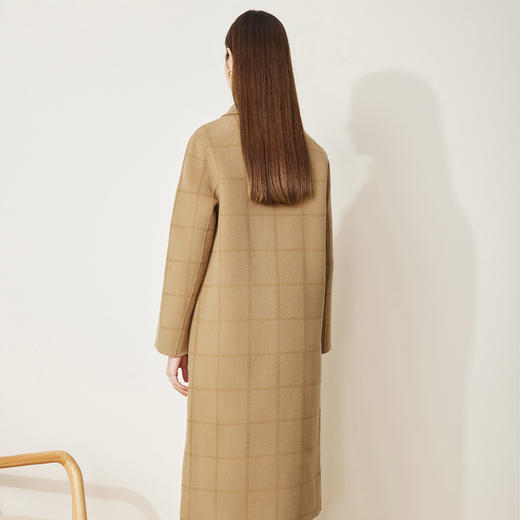 LH9T7斯尔丽2021新款秋冬瑟俪气质格纹双排扣羊毛双面呢中长款大衣女 商品图1
