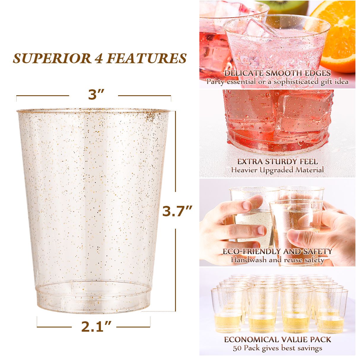 Exquisite 12 Ounce Disposable Clear Plastic Cups-50 Count