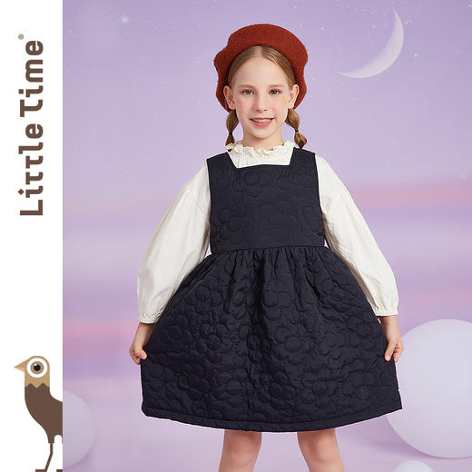 littletime女童花朵刺绣背心裙秋冬2021新款款儿童连衣裙 商品图3