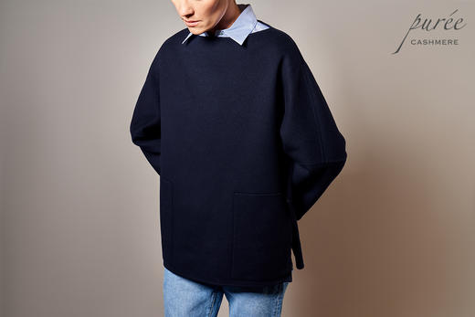 #0115「SIDE SLIT BLOUSE   」100% CASHMERE 单侧开衩套头短大衣 商品图5