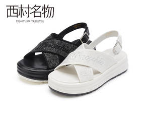 西村名物2021夏新款厚底防滑水钻ins百搭女凉拖T21BG23961