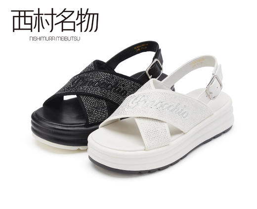 西村名物2021夏新款厚底防滑水钻ins百搭女凉拖T21BG23961 商品图0