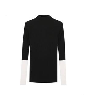 撞色袖口针织上衣