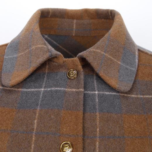 LH9L7斯尔丽2021瑟俪秋冬新款时尚字母金属扣外套格子双面呢中长大衣 商品图3