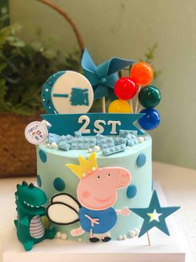 翻糖小猪佩奇 恐龙奶油蛋糕 提前一天预定 下单前请仔细阅读商品详情