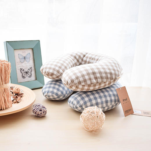 高枕无忧水洗棉U型枕 30*29*9CM  U形护颈枕颈椎修复多功能办公室居家旅行荞麦壳可水洗 商品图1