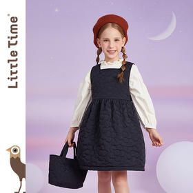 littletime女童花朵刺绣背心裙秋冬2021新款款儿童连衣裙