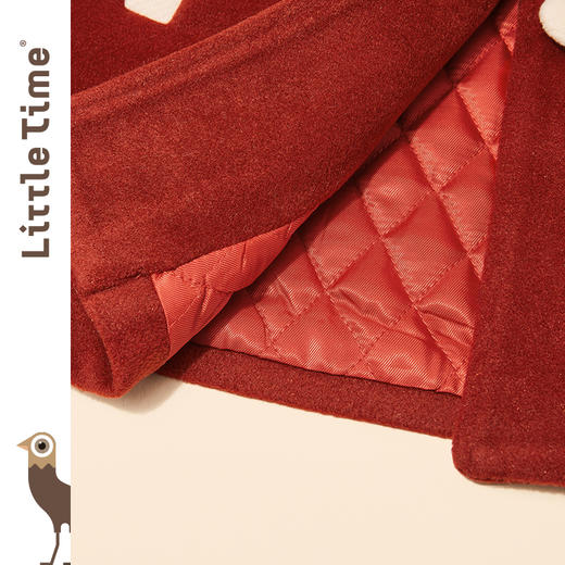 littletime女童呢子外套秋冬装2021冬季新款撞色儿童呢子大衣 商品图4