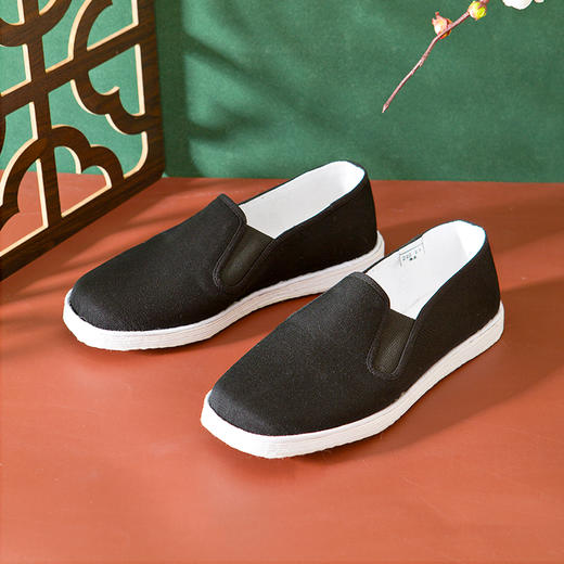 内联升男鞋手工单鞋千层底懒汉鞋一脚蹬加密礼巾舌边 贴胶底8111 商品图4