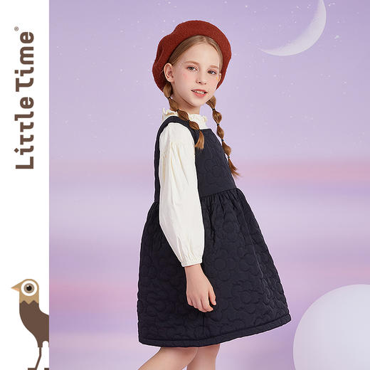 littletime女童花朵刺绣背心裙秋冬2021新款款儿童连衣裙 商品图1