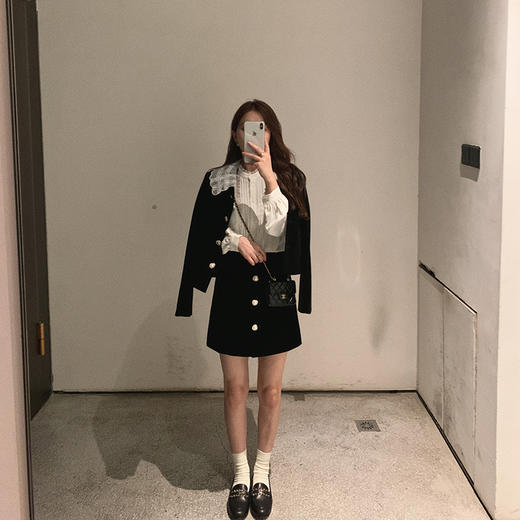 金蘑菇菇【图卢兹月夜】小个子早秋复古丝绒少女清甜减龄套装 商品图4