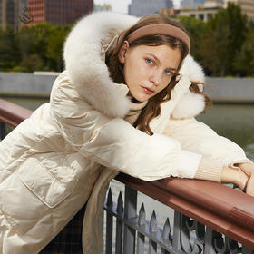 衣恋简约抽绳长款羽绒服EEJDB4VC3C