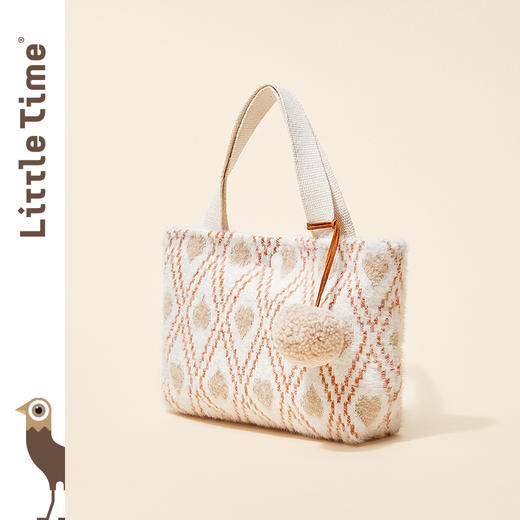 littletime女童2021冬季新款 爱心挂毛球羊绒单肩包 商品图1