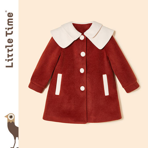 littletime女童呢子外套秋冬装2021冬季新款撞色儿童呢子大衣 商品图1