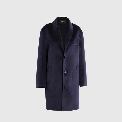 轻奢气质枪驳领三颗单排扣双面手工男中长款大衣 商品图0