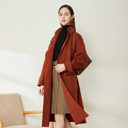 LH9W1斯尔丽瑟俪2021年新款立领双面呢极简风大口袋纯色大衣女外套 商品图2