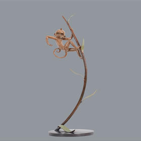 宇达青铜摆件 十二生肖猴《登高望远》创意装饰 家居工艺摆件  高52cm