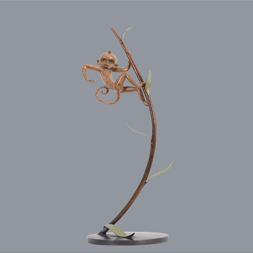 宇达青铜摆件 十二生肖猴《登高望远》创意装饰 家居工艺摆件  高52cm 商品图0