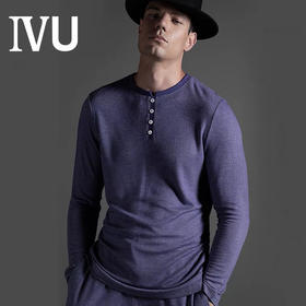 6F IVU男士薄款长袖睡衣上装可外穿格纹家居服