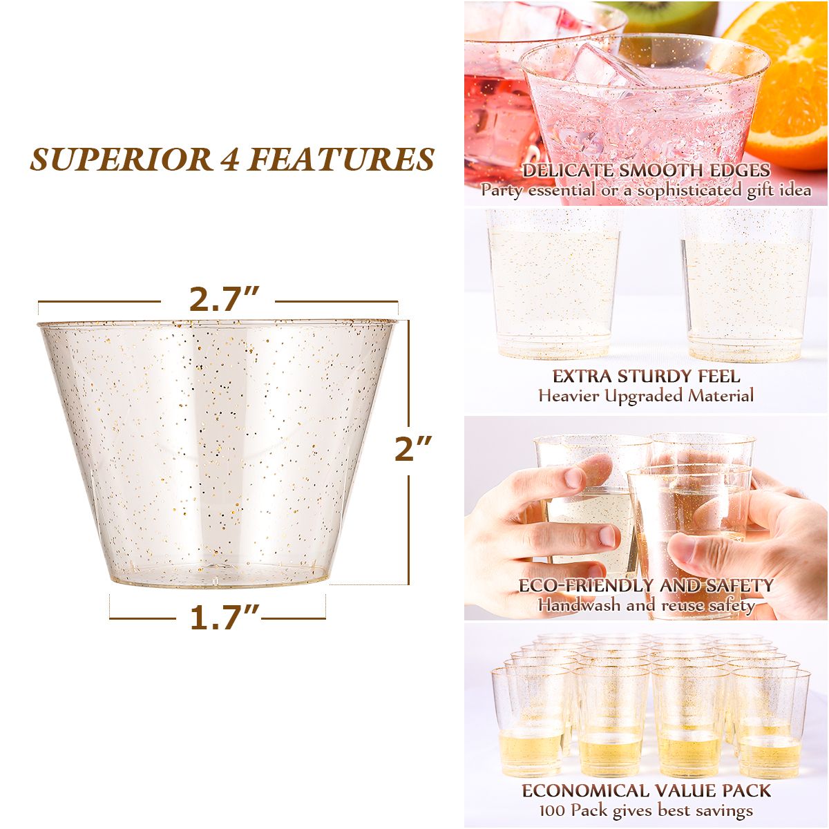 Glitter Disposable Plastic Cup  Plastic Disposable Cups Glass