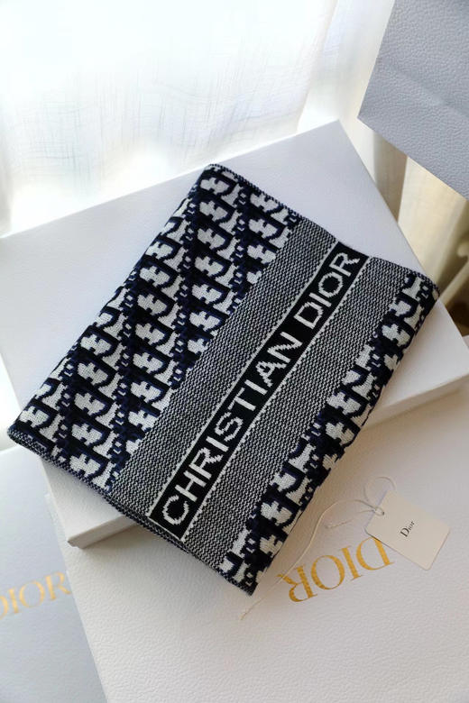 Dior字母针织围巾-海军蓝 商品图7