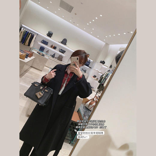 金蘑菇菇【黑标系列 羊绒大衣】【利休茶灰】经典中长款双面呢气质大衣 商品图5