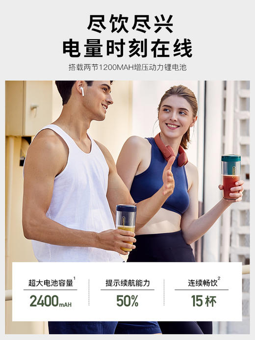 【6F】摩飞MR9800榨汁杯家用迷你电动便携炸果汁无线榨汁 商品图4