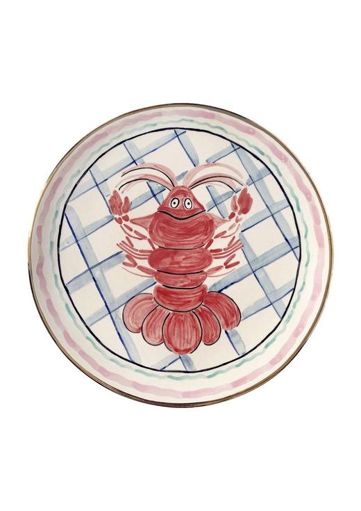 Gunia 龙虾/粉色小马/海妖/花卉手绘陶瓷西餐盘 商品图1