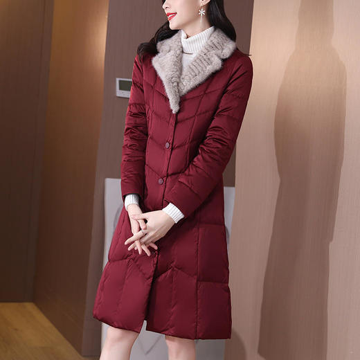 AHM-xwf8483新款时尚名媛气质修身翻领长袖中长款棉服外套 商品图1