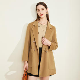 LH9R4斯尔丽2021瑟俪秋冬新款宽松显瘦双排扣大口袋通勤外套双面呢大衣