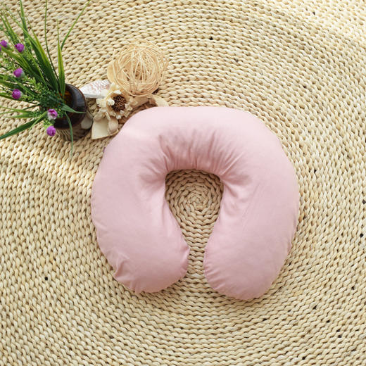 高枕无忧素色全棉U型荞麦枕30*29*9CM   素色纯棉U型护颈椎枕荞麦壳办公午休飞机旅行U形枕头 商品图3