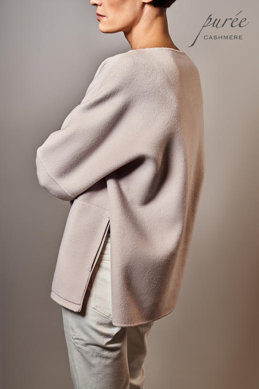 #0115「SIDE SLIT BLOUSE   」100% CASHMERE 单侧开衩套头短大衣 商品图5