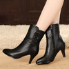 TZF-ANSHANG211201新款时尚气质百搭尖头细跟加绒中筒靴 商品缩略图0