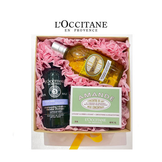 【1F】欧舒丹套装：5合1草本菁纯平衡洗发露300ml +甜扁桃紧致沐浴油250ml +甜扁桃紧致美体乳200ml 商品图0