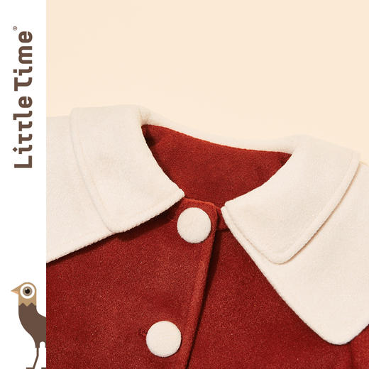 littletime女童呢子外套秋冬装2021冬季新款撞色儿童呢子大衣 商品图3