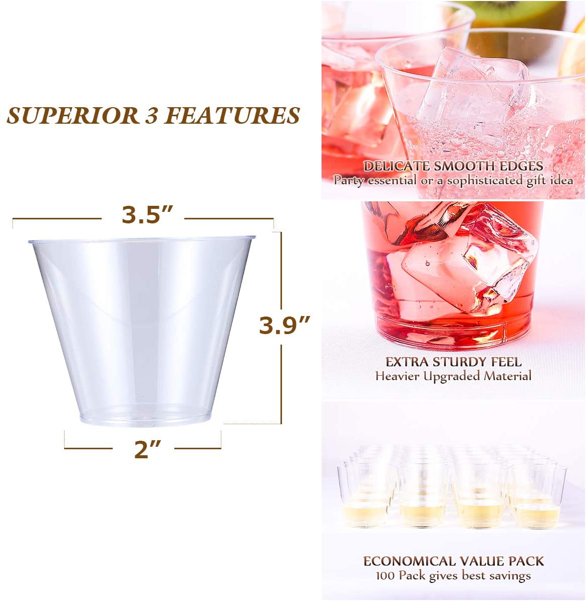 100Ct Bulk Clear Disposable Plastic Shot Glasses Jelly Cups