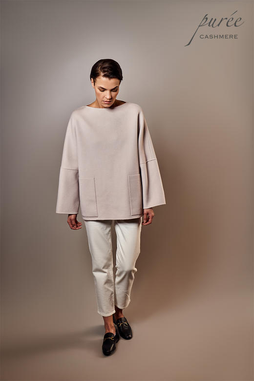 #0115「SIDE SLIT BLOUSE   」100% CASHMERE 单侧开衩套头短大衣 商品图1