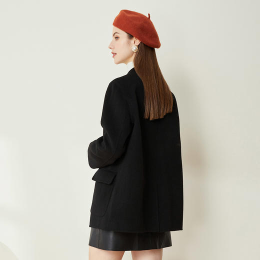 LH9V8斯尔丽瑟俪2021秋冬新款设计感时尚扣直筒显瘦羊毛双面呢短大衣 商品图1