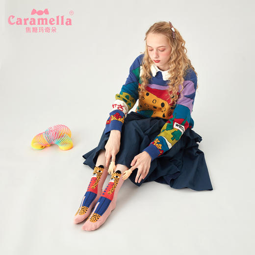 【岂止是颜值 搭配性更好】caramella秋冬新品女袜3双装怪兽中筒袜子女卡通ins袜子 商品图1