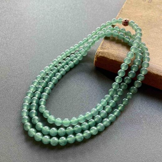 高冰种晴水绿翡翠珠串 商品图0