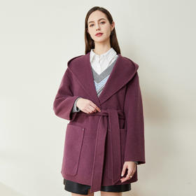 ND93Z斯尔丽[专柜同款]瑟俪2021冬新款时髦连帽款休闲气质女式大衣