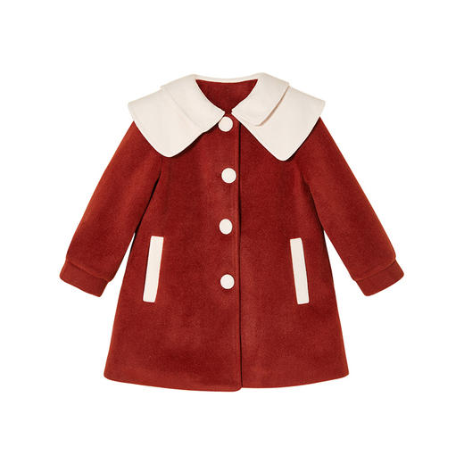 littletime女童呢子外套秋冬装2021冬季新款撞色儿童呢子大衣 商品图5