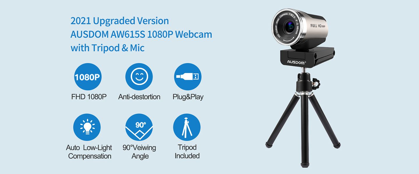 PC Kamera für Video Chat und Aufnahme Android AUSDOM Webcam 1080P Full HD mit Stereo Mikrofon MacOS Kompatibel mit Windows 