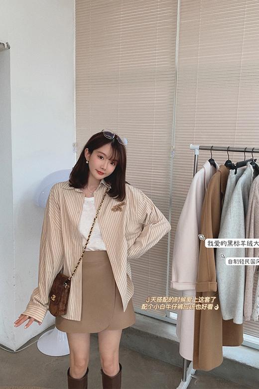 金蘑菇菇【tagtag标签衬衫】断码1色，特价 韩系休闲条纹格子长袖衬衫 商品图5