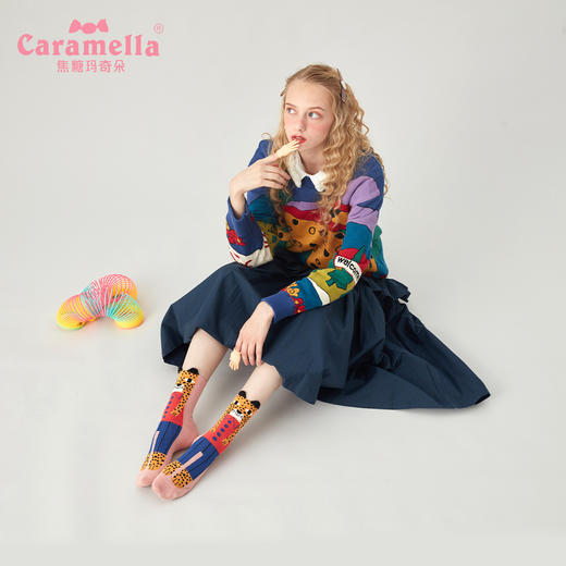 【岂止是颜值 搭配性更好】caramella秋冬新品女袜3双装怪兽中筒袜子女卡通ins袜子 商品图3