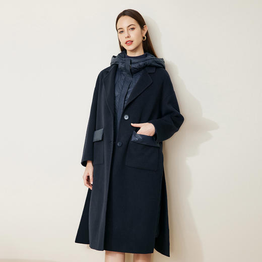 LH9T2斯尔丽2021新款秋冬瑟俪时尚羽绒拼接中长款两件套可拆卸大衣外套 商品图0