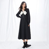 西遇V领连衣裙女早春2023年新款复古法式蝴蝶结小黑裙10120073 商品缩略图0